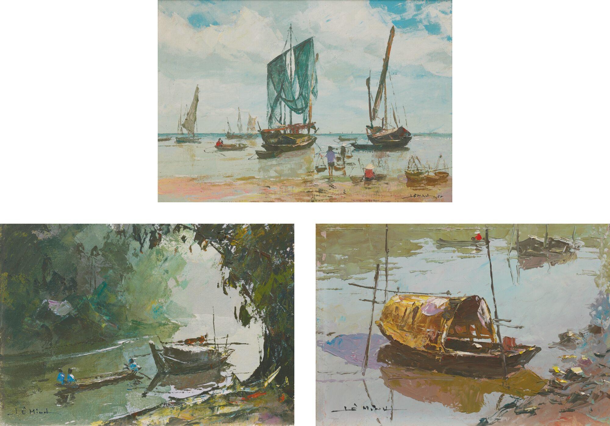 Le Minh - (I) Sailboats (Ii) Riverside (Iii) Boat