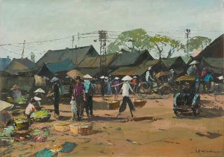 Le Minh - Market Scene in Central Saigon