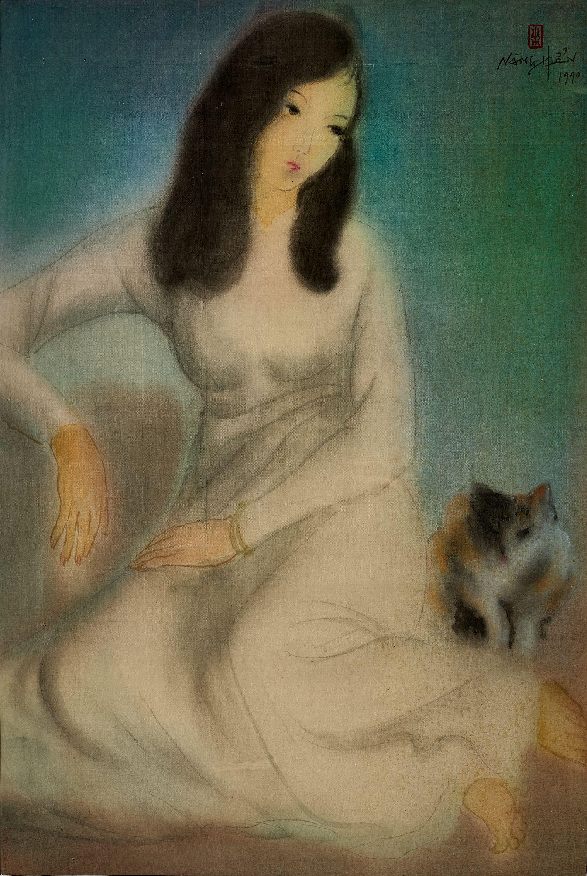 Le Nang Hien - Seated Lady with a Cat