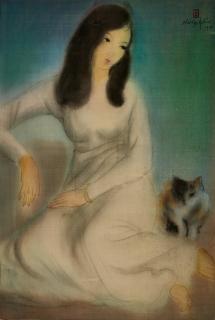 Le Nang Hien - Seated Lady with a Cat