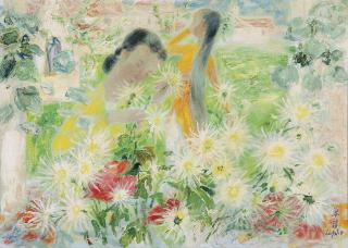 Le Pho - Deux Femmes dans le Jardin Fleuri (Two Girls in the Flower Garden)