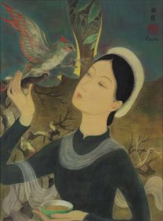 Le Pho - Femme au perroquet (Lady with A Parrot)