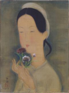 Le Pho - Jeune Femme Au Bouquet De Fleurs (Young Lady With A Bouquet Of Flowers)