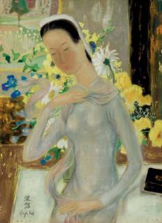 Le Pho - Jeune femme aux fleurs