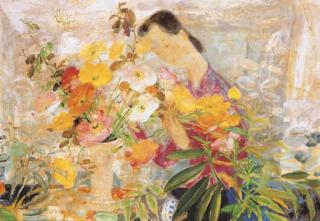 Le Pho - Jeune Fille Au Bouquet (Young Girl With A Bouquet Of Flowers)