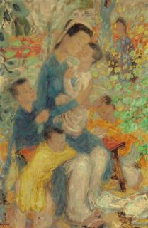 Le Pho - Mère et enfants dans le jardin