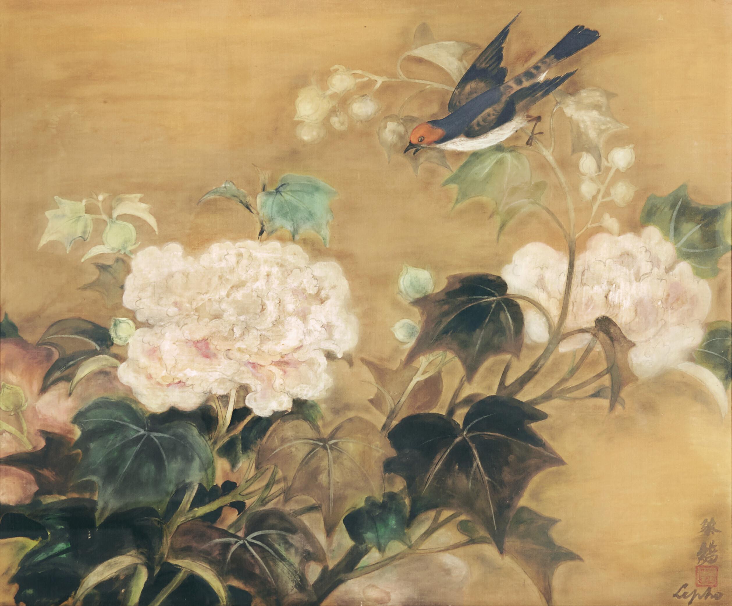 Le Pho - Oiseau et pivoines (Bird and Peonies)