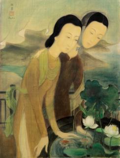 Le Pho - Two Women Overlooking A Goldfiish Pond