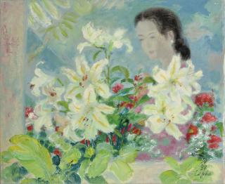 Le Pho - Young Girl With Flowers