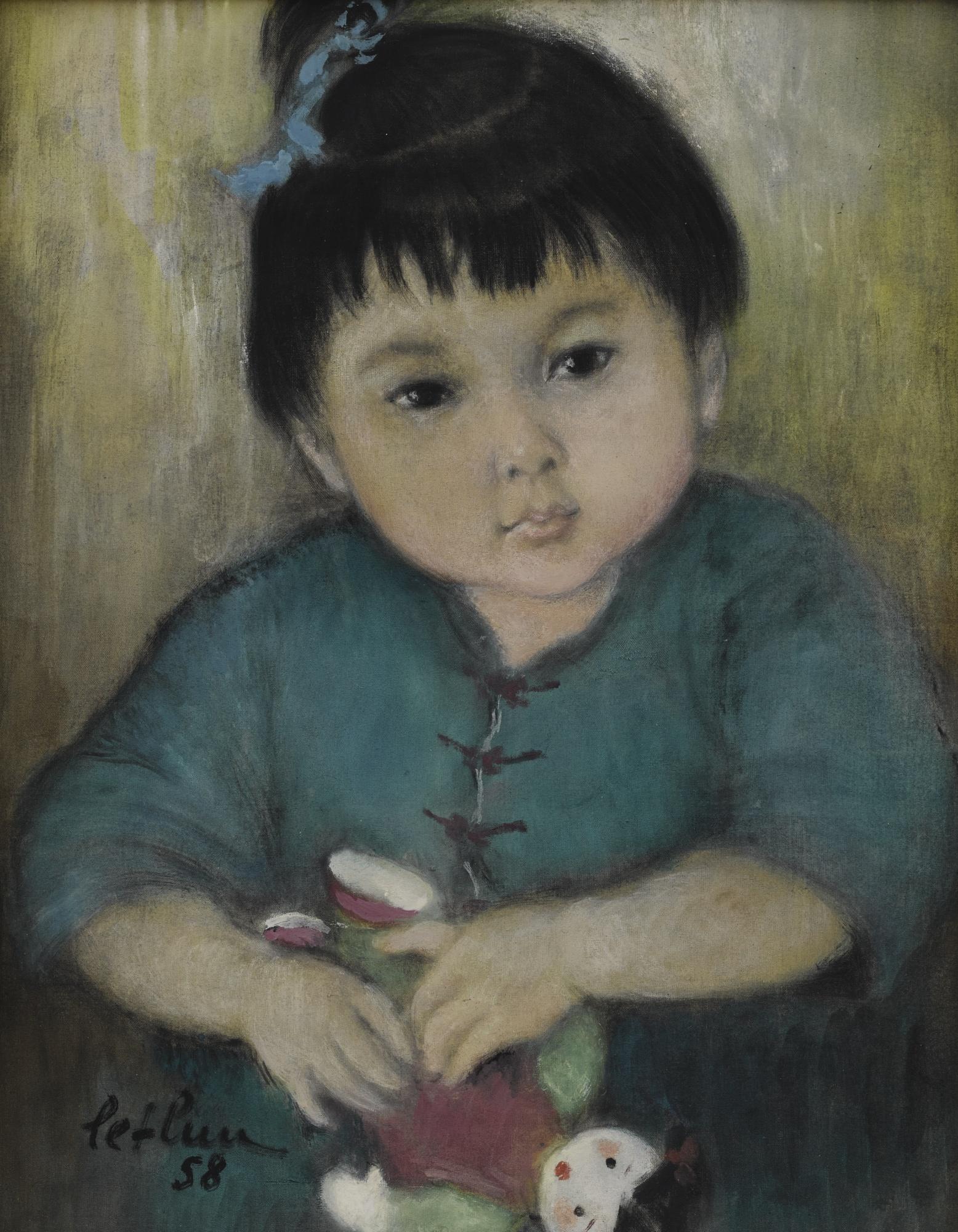 Le Thi Luu - Portrait Of A Young Girl Holding A Doll
