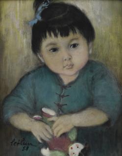 Le Thi Luu - Portrait Of A Young Girl Holding A Doll