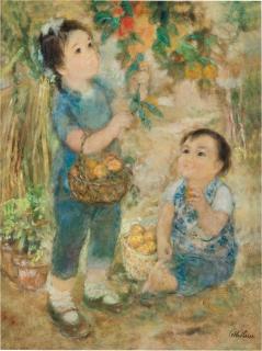 Le Thi Luu - Two children in garden