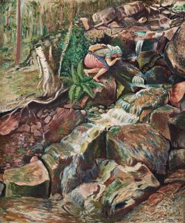 Leander Engström - Girl by a running stream