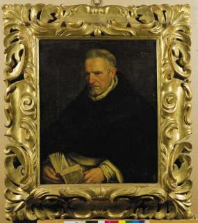 Leandro Da Ponte - Ritratto di un frate, probabilmente Fra Paolo Sarpi, a mezza figura, in una tunica bianca con mozzetta nera e un breviario in mano