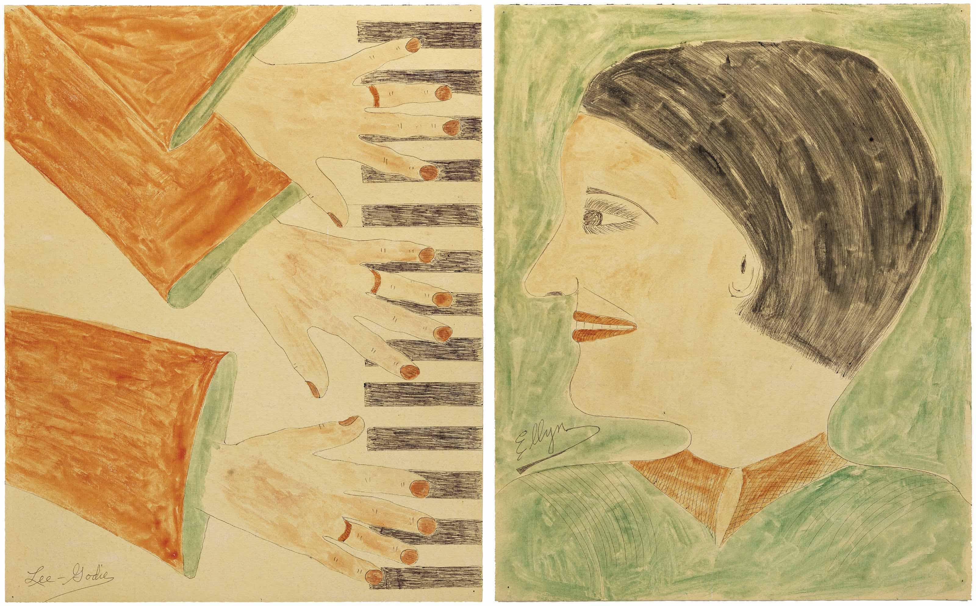 Lee Godie - Three Hands on a Piano / Ellyn in Profile