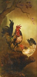 Lee Man Fong - Cockerel and Hen