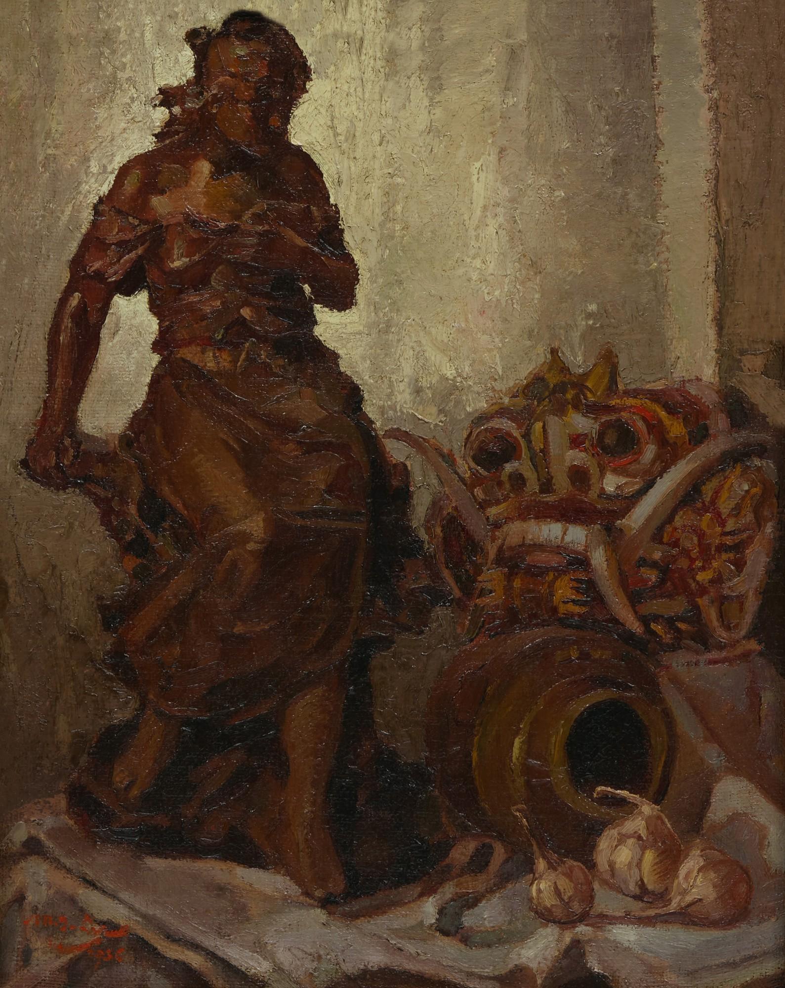 Lee Man Fong - East Meets West, Topeng Mask and Statuette of a Girl