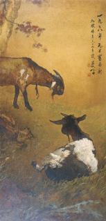 Lee Man Fong - Two goats