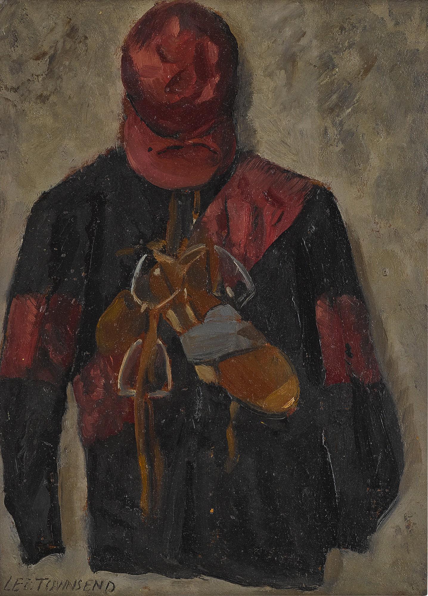 Lee Townsend - Jockey Uniform and Man with Binoculars at the Finish Line: A Double-Sided Work