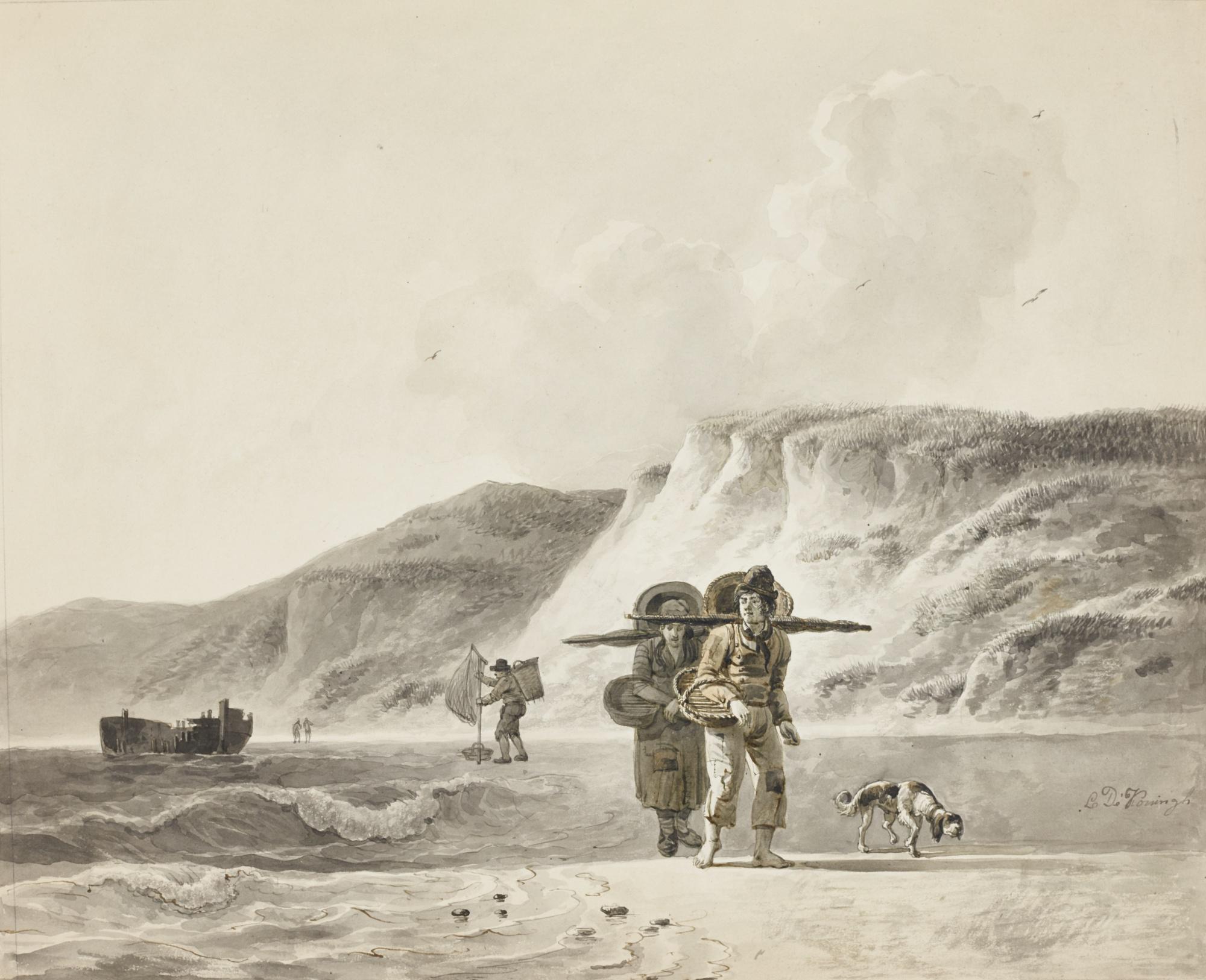 Leendert De Koningh The Elder - Peasants Walking Along The Shore