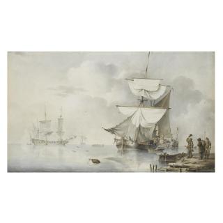 Leendert de Koningh the Elder - Ships At Anchor On A Calm Sea