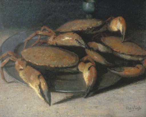 Leendert van der Vlist - A stil life with crab