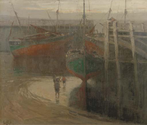 Leendert van der Vlist - Laag water te Oostende: low tide at Ostende harbour