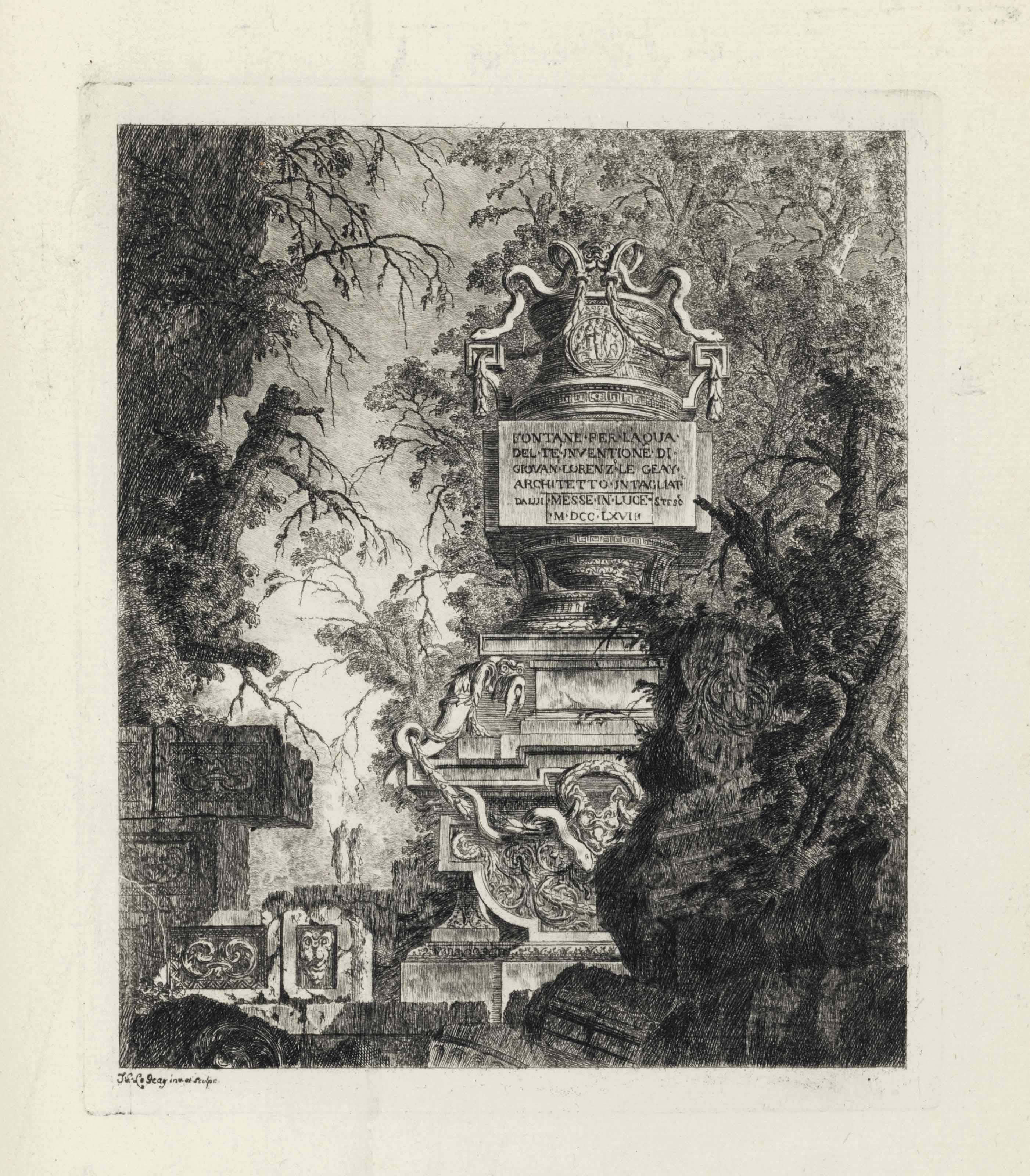 Legeay, Jean Laurent - Collection de divers sujets de Vases, Tombeaux, Ruines, et Fontaines.