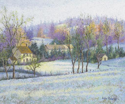 Lelia Pissarro - Le village de Nir sous le gel