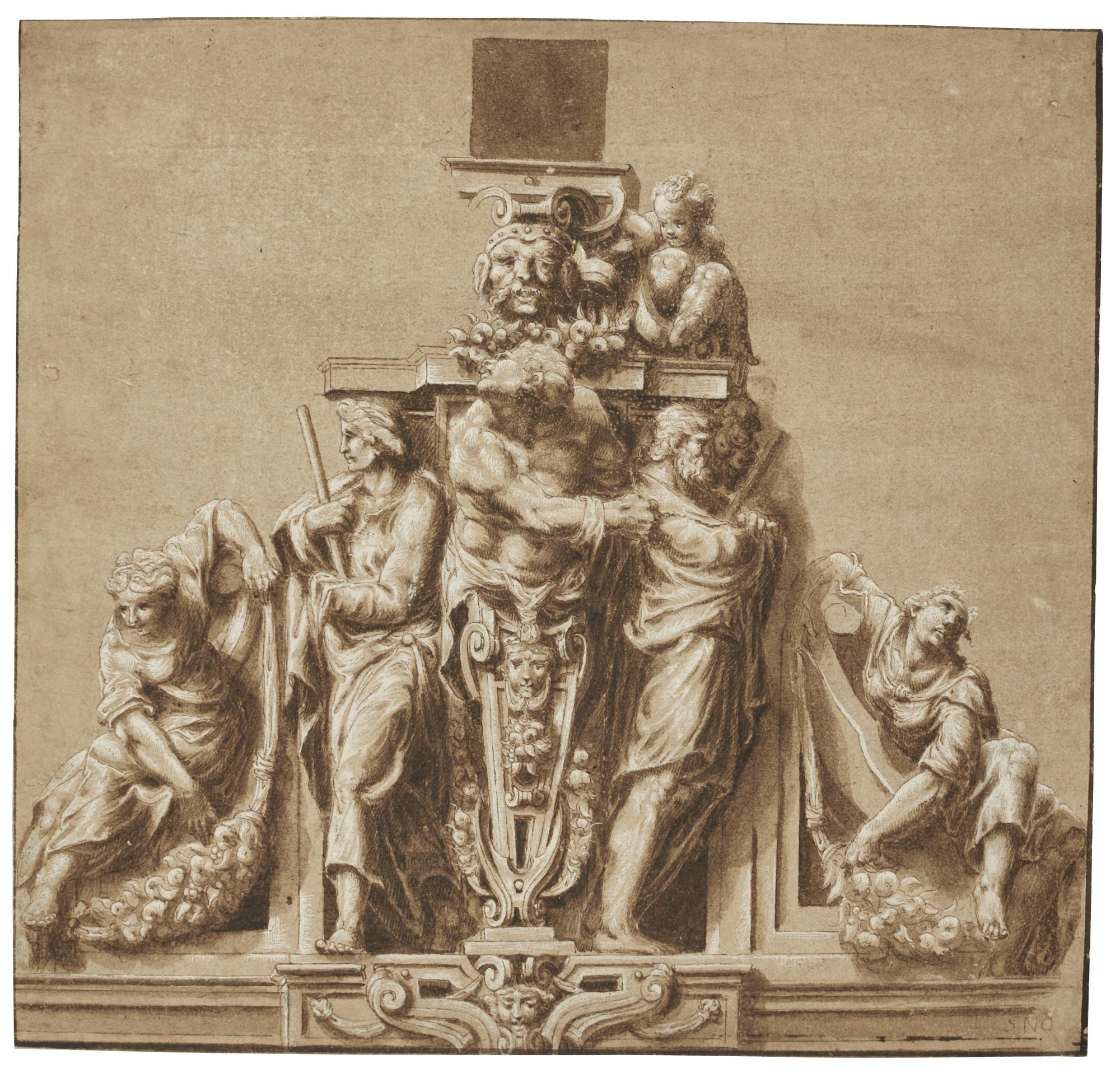Lelio Orsi - An Elaborate Design For A Decoration Over A Mantle Piece