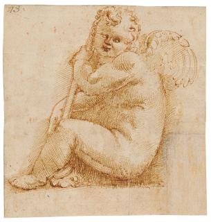 Lelio Orsi - Zusammengekauerter Amor mit nach unten gerichteter Fackel.