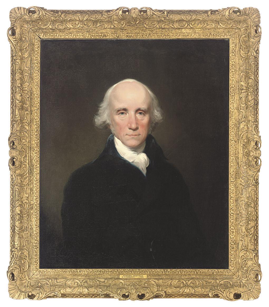 Lemuel Francis Abbott - Portrait of Warren Hastings (1732-1818), Governor-General of Bengal, bust-length, in a blue coat and white stock