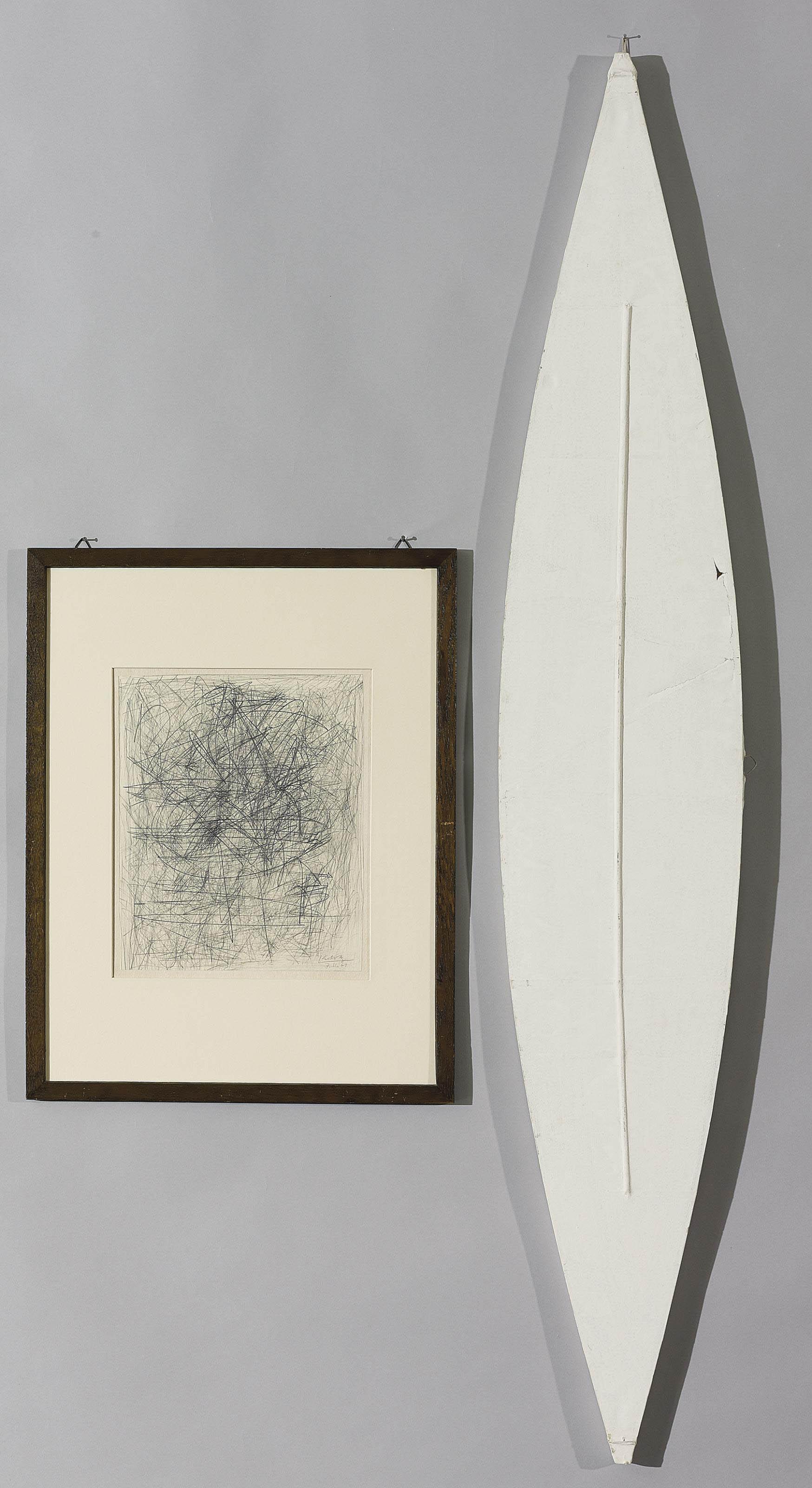 Lenz Klotz - Sammelnummer von zwei Werken: Im Geiste der Renaissance, 1961  Bespannte Zweieckform, 1969