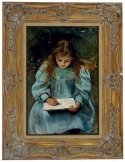Leo A. Malempré - Girl drawing in a book