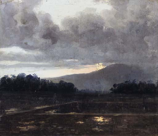 Leo Eland - A nocturnal scene - ricefields