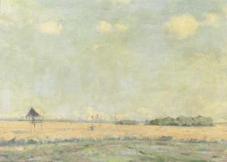 Leo Eland - An Indonesian landscape with scarecrow