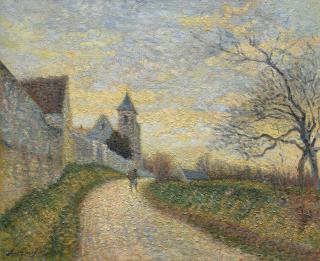 Léo Gausson - Paysage aux environs de Lagny, l\'église de Conches