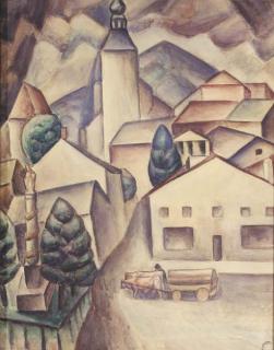 Leo Gestel - A farmer and two oxes in a German village