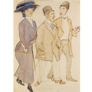 Leo Gestel - An Elegant Lady With Two Gentlemen