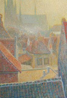 Leo Gestel - Gezicht op de kerk in Woerden; a view of Woerden