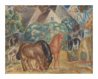 Leo Gestel - Horses in a landscape
