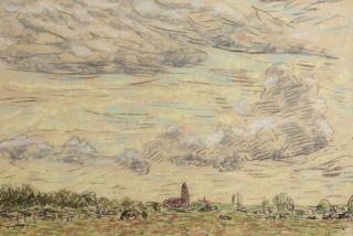 Leo Gestel - Landscape with church beyond