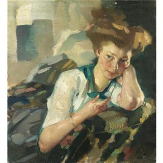 Leo Putz - German Portrait Einer Jungen Frau (Portrait Of A Young Woman)