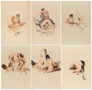 Leo Putz - Ohne Titel. Mappe mit 14 erotischen Zeichnungen.