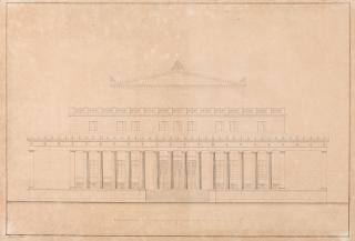 Leo von Klenze - 2 Bll.: Entwürfe zu Fassaden.