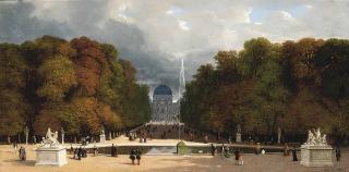 Léon-Auguste Mellé - Promenading at the Tuilleries, Paris