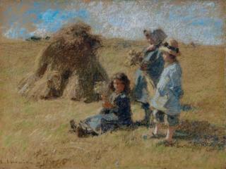 Léon Augustin Lhermitte - Children in a field