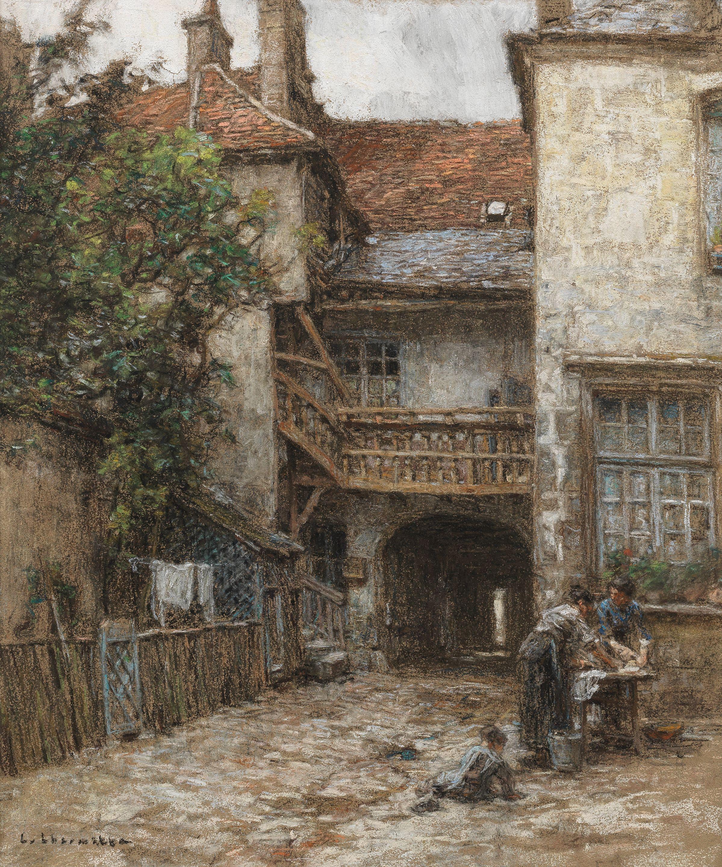 Léon Augustin Lhermitte - Cour du vieux logis a Bourges