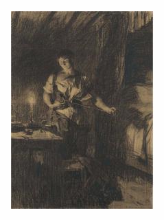 Léon-Augustin Lhermitte - Femme se déshabillant à la lumière d’une chandelle