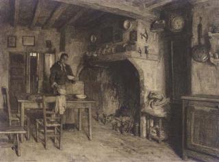 Léon Augustin Lhermitte - Interieur de paysans (Verjus, à Mont-Saint-Pere)